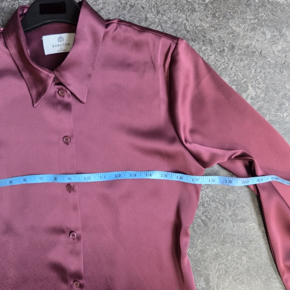 Babaton Industry Satin Button Shirt Rich Burgandy S - Picture 13 of 16
